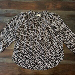 LOFT Black and White Paisley Blouse